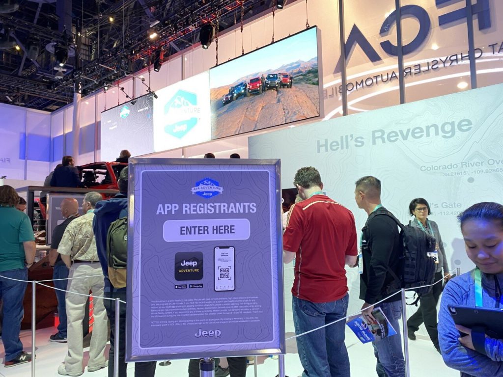 Photo showing the entrance to the Jeep Adventure experience on CES